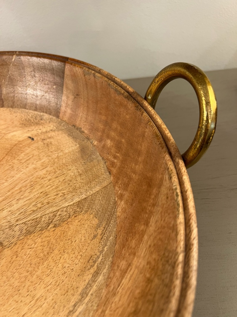 Chrissy Teigen Cravings 13” Mango Wood Bowl Metal Handles Fruit Serving Decor - Picture 4 of 9